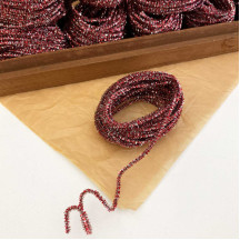 Mini Candy Cane Metallic Wired Tinsel Cord in Red + Silver ~ 1/8" wide ~ 10 meter length